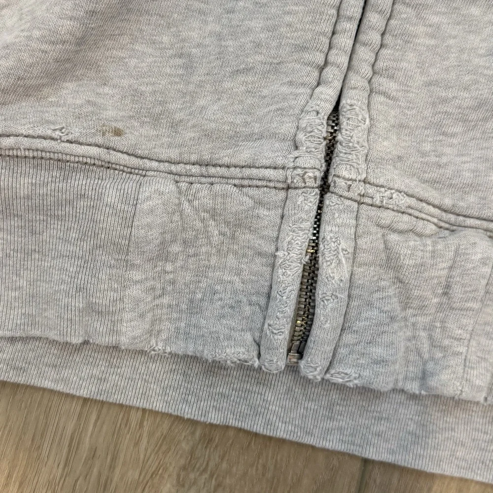 True Religion Distressed Light Gray Full Zip Hoodie Adult Size XL Streetwear